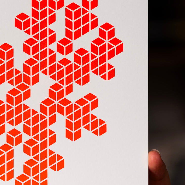 Pixel Snowflake (Grußkarte/Neon)