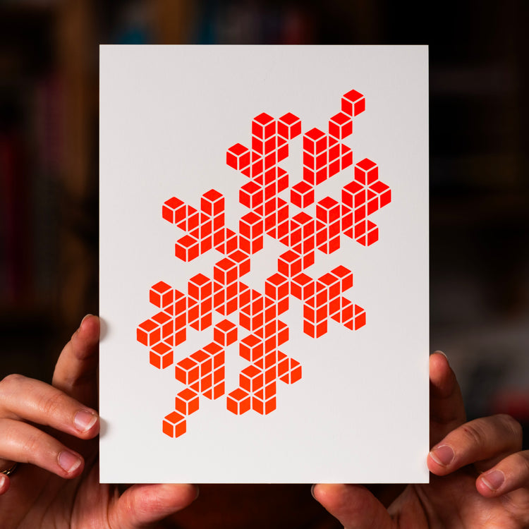 Pixel Snowflake (Grußkarte/Neon)