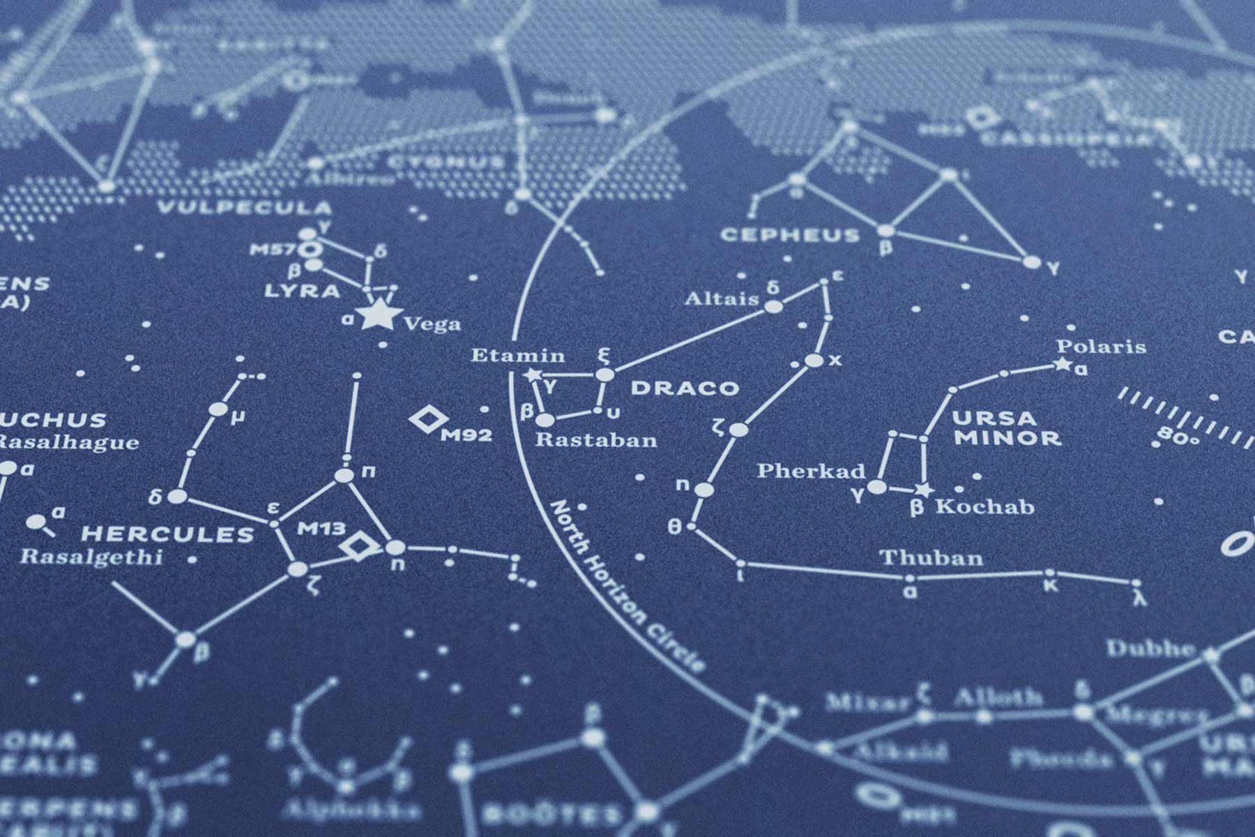 Stellar Map Constellation Prints: Map I — The Northern Sky (Night-Blue)