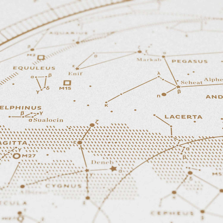 Stellar Map Constellation Prints: Map I — The Northern Sky (Gold/White)