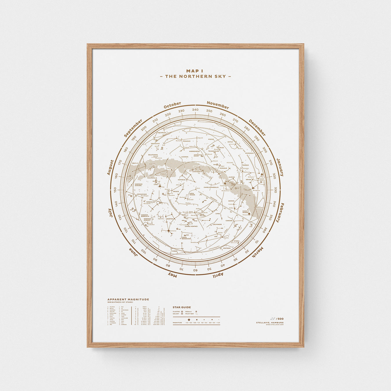 Stellar Map Constellation Prints: Map I — The Northern Sky (Gold/White)