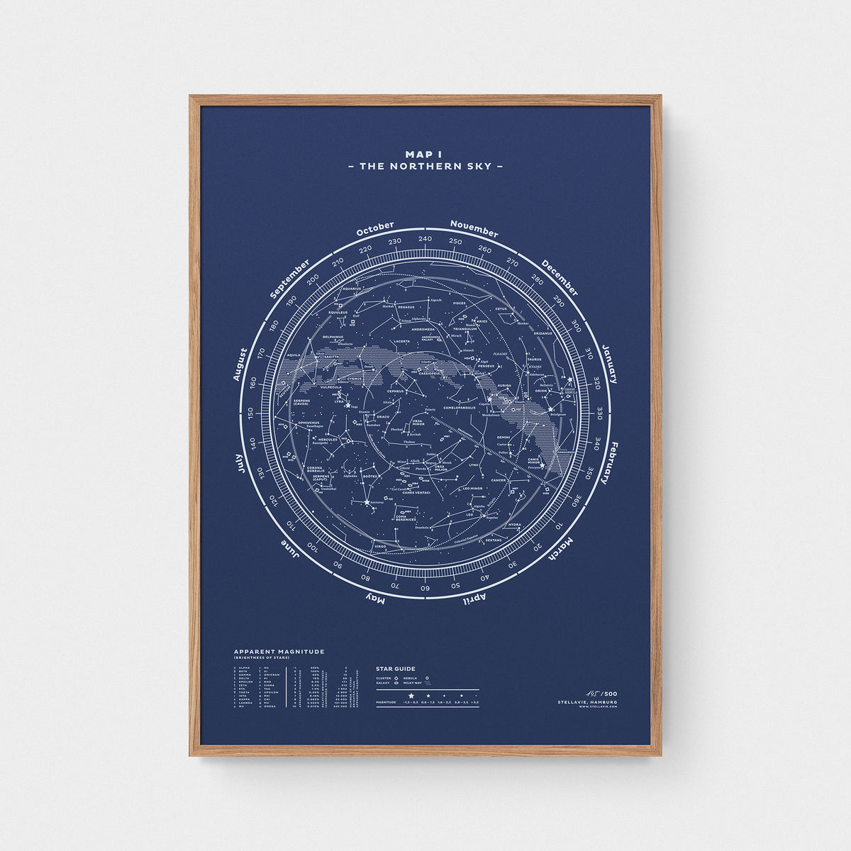 Steller Map Stellar Map Constellation Prints: Map I — The Northern Sky (Night-Blue ...