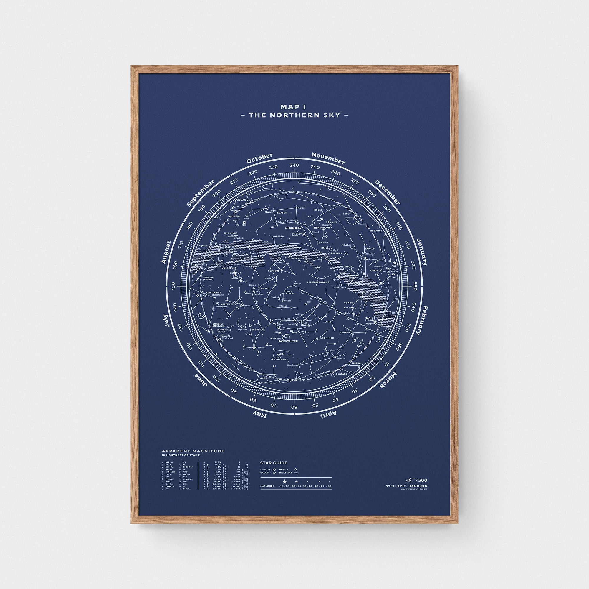 Stellar Map Constellation Prints: Map I — The Northern Sky (Night-Blue)