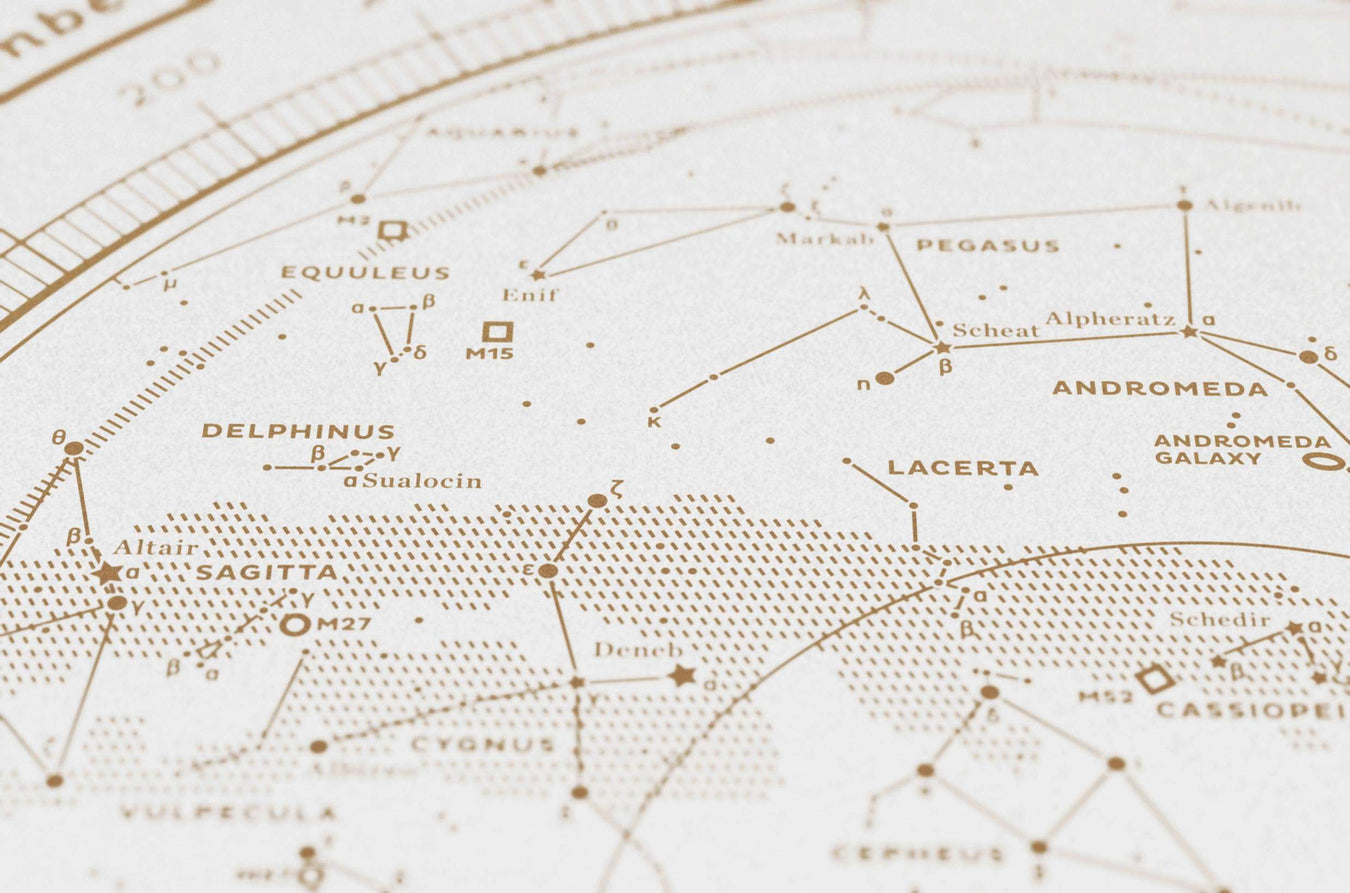 Stellar Map Constellation Prints: Map I — The Northern Sky (Gold/White)