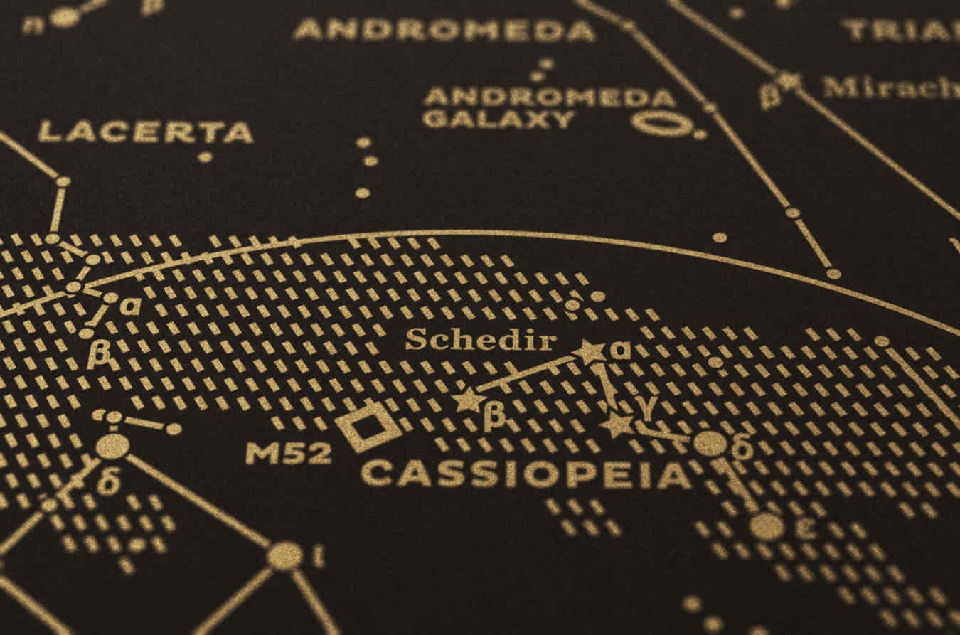 Stellar Map Constellation Prints: Map I — The Northern Sky (Gold/Black)