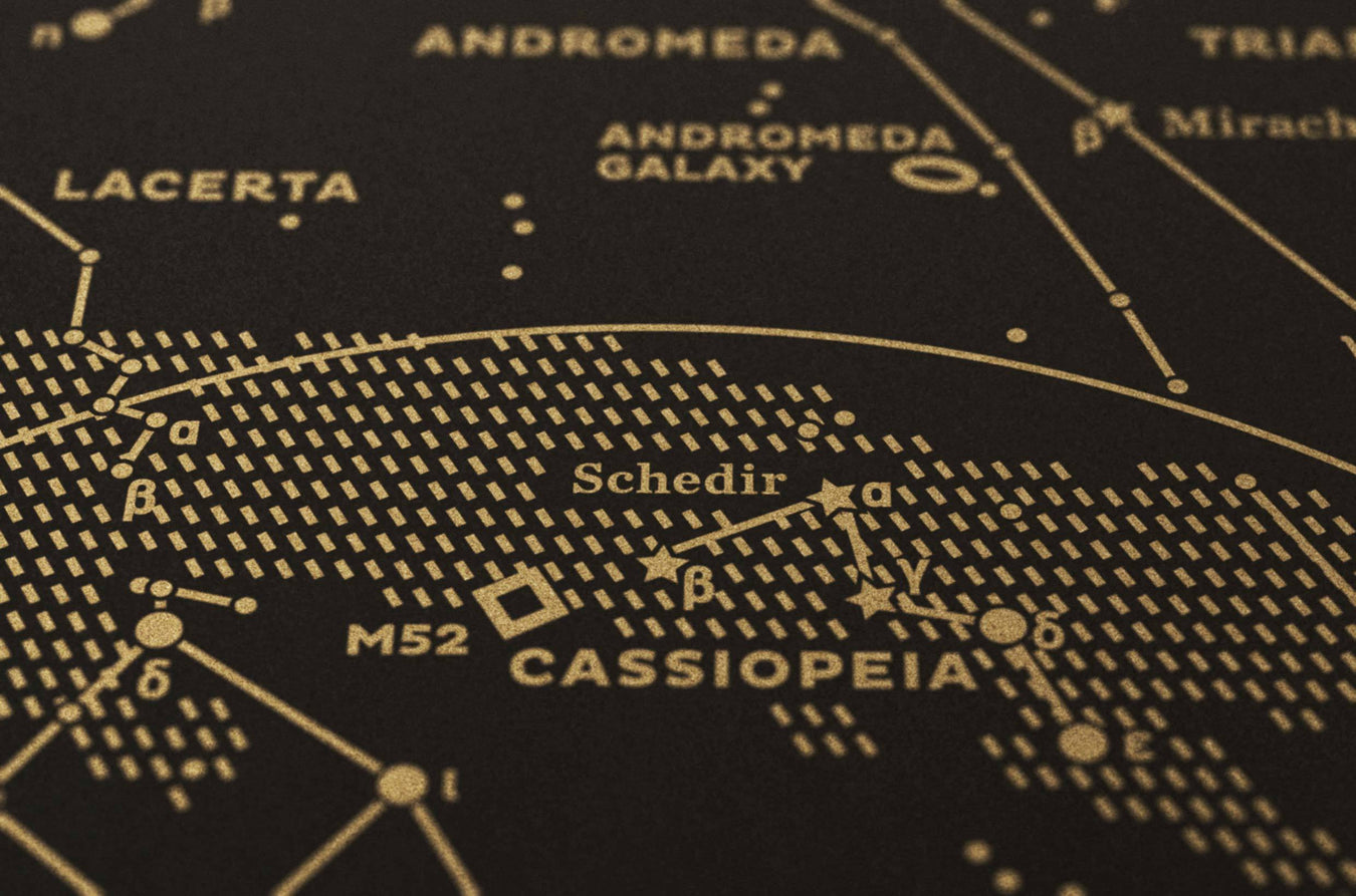 Stellar Map Constellation Prints: Map I — The Northern Sky (Gold/Black)