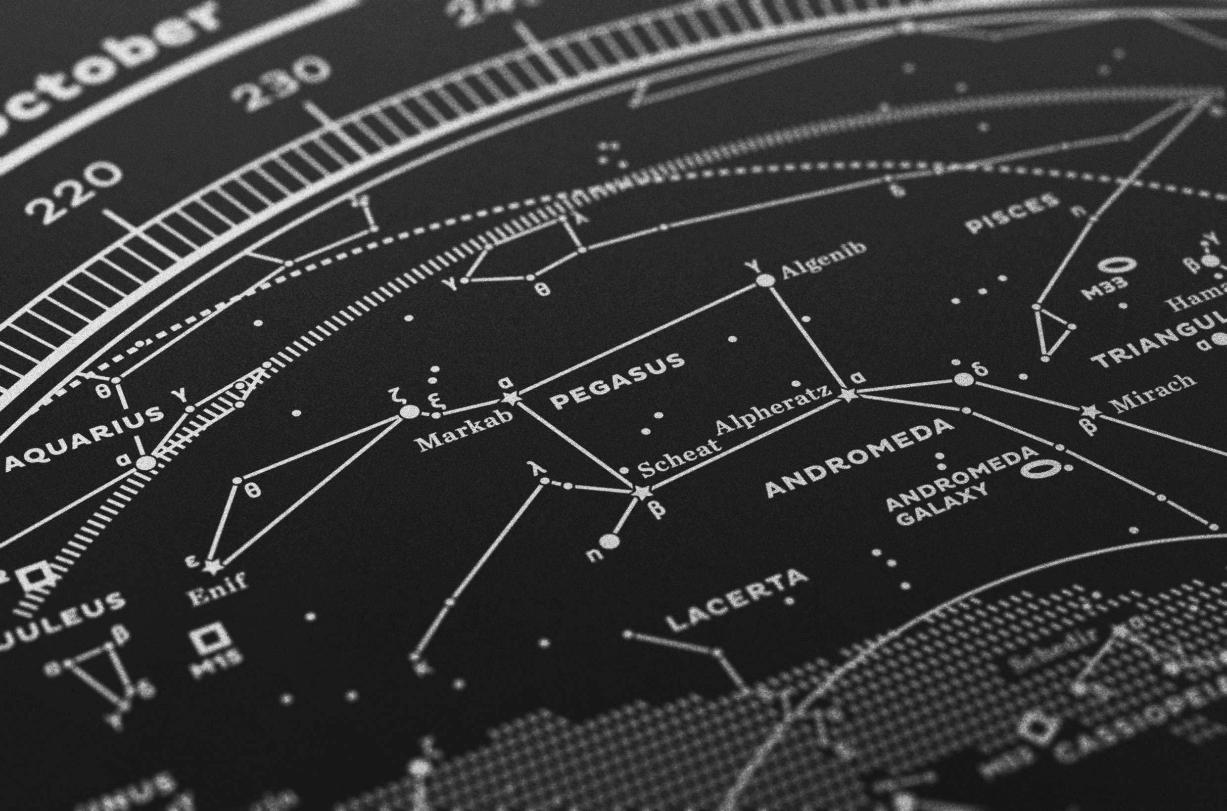 Stellar Map Constellation Prints: Map I — The Northern Sky (Silver/Black)