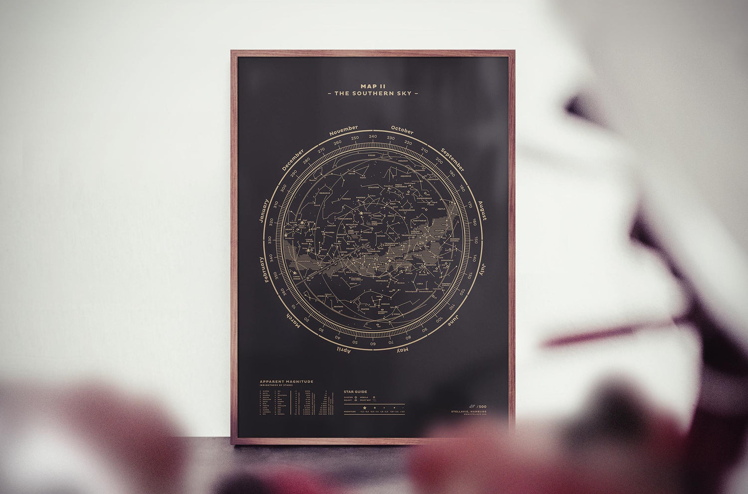 Stellar Map Constellation Prints: Map II — The Southern Sky (Gold/Black)