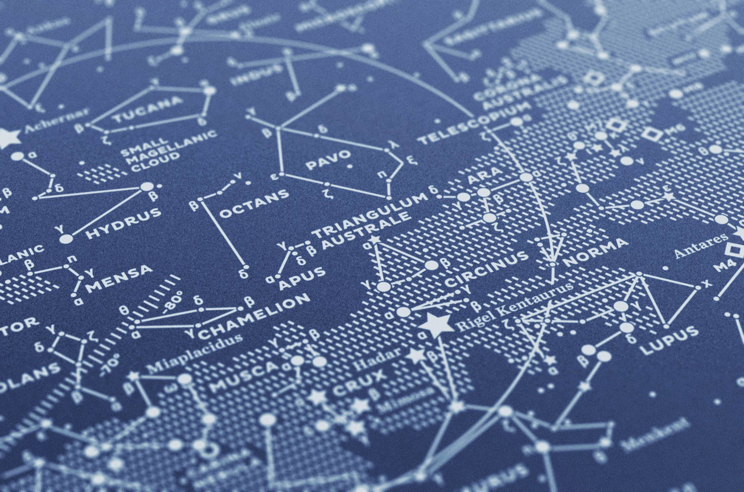 Stellar Map Constellation Prints: Map II — The Southern Sky (Night-Blue)