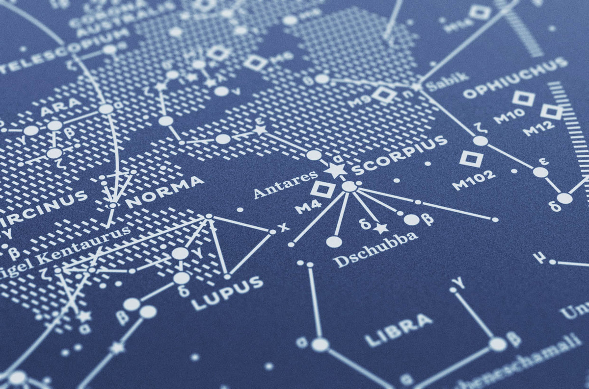 Steller Map Stellar Map Constellation Prints: Map II — The Southern Sky (Night-Blue ...