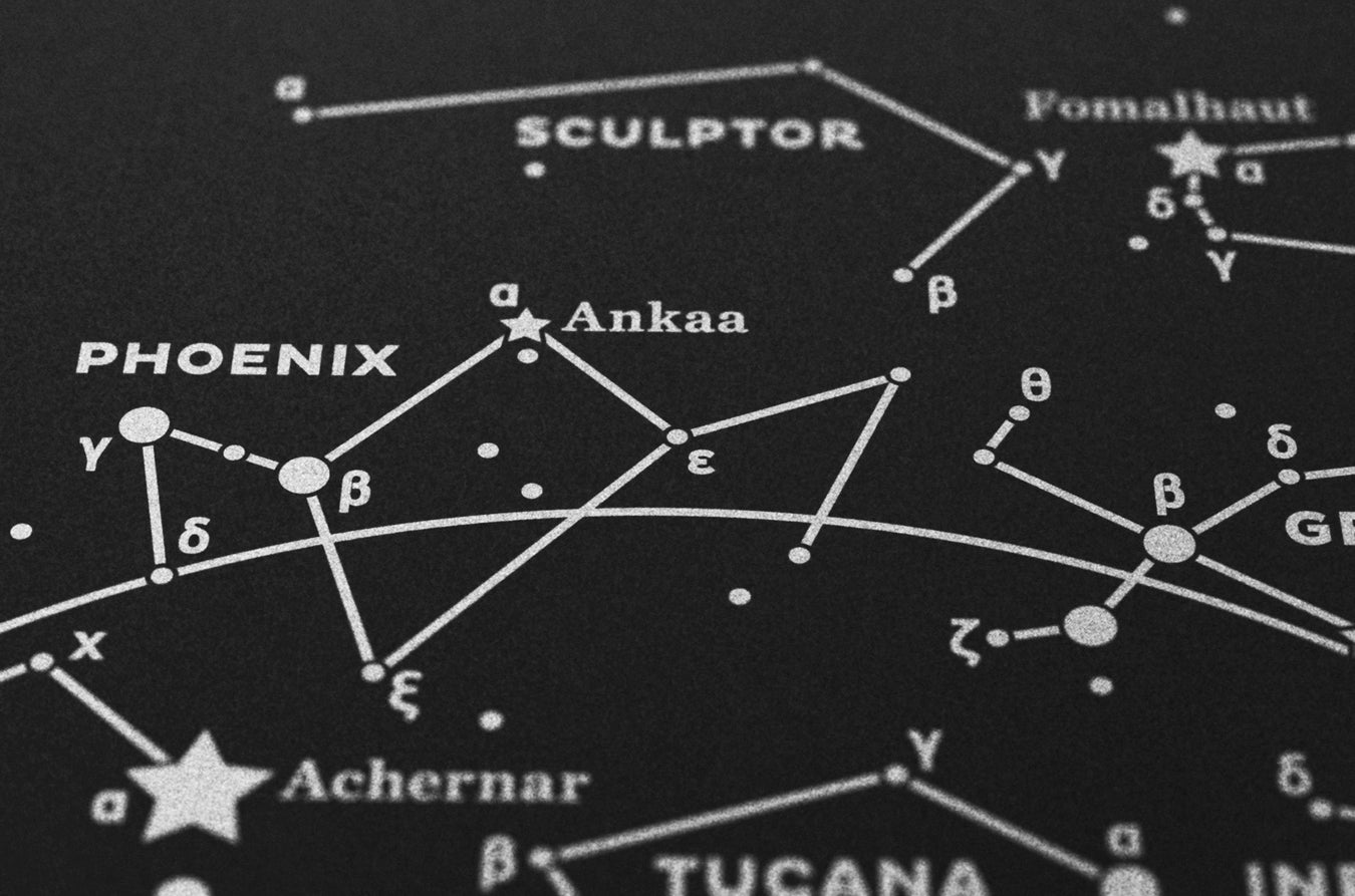 Stellar Map Constellation Prints: Map II — The Southern Sky (Silver/Black)
