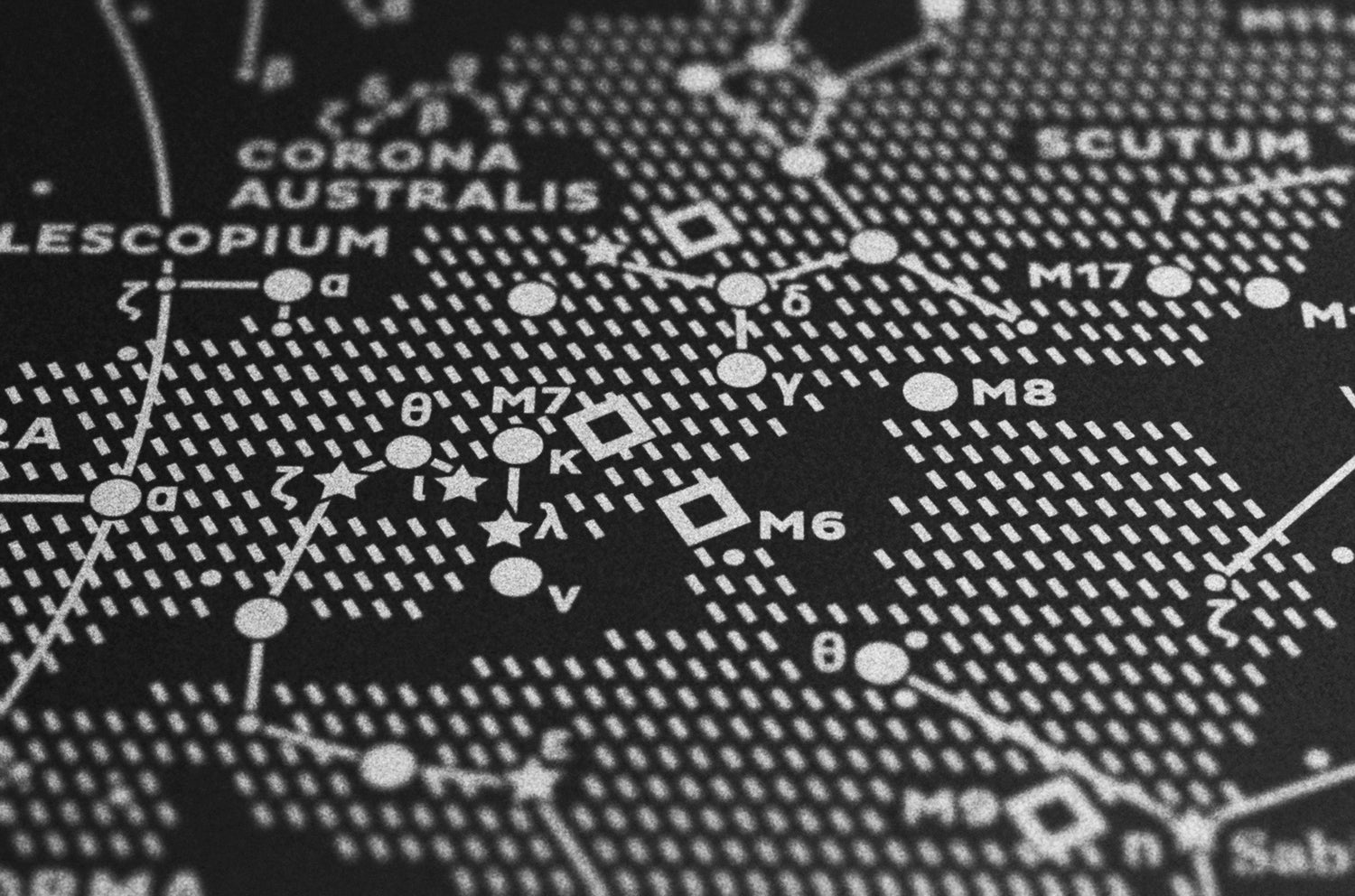 Stellar Map Constellation Prints: Map II — The Southern Sky (Silver/Black)